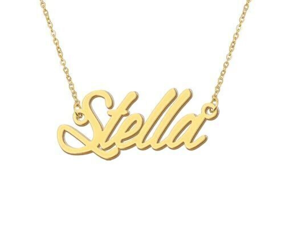 4819 Necklaces with Name Stella Stainless Steel 18k Gold Plated Name Charm